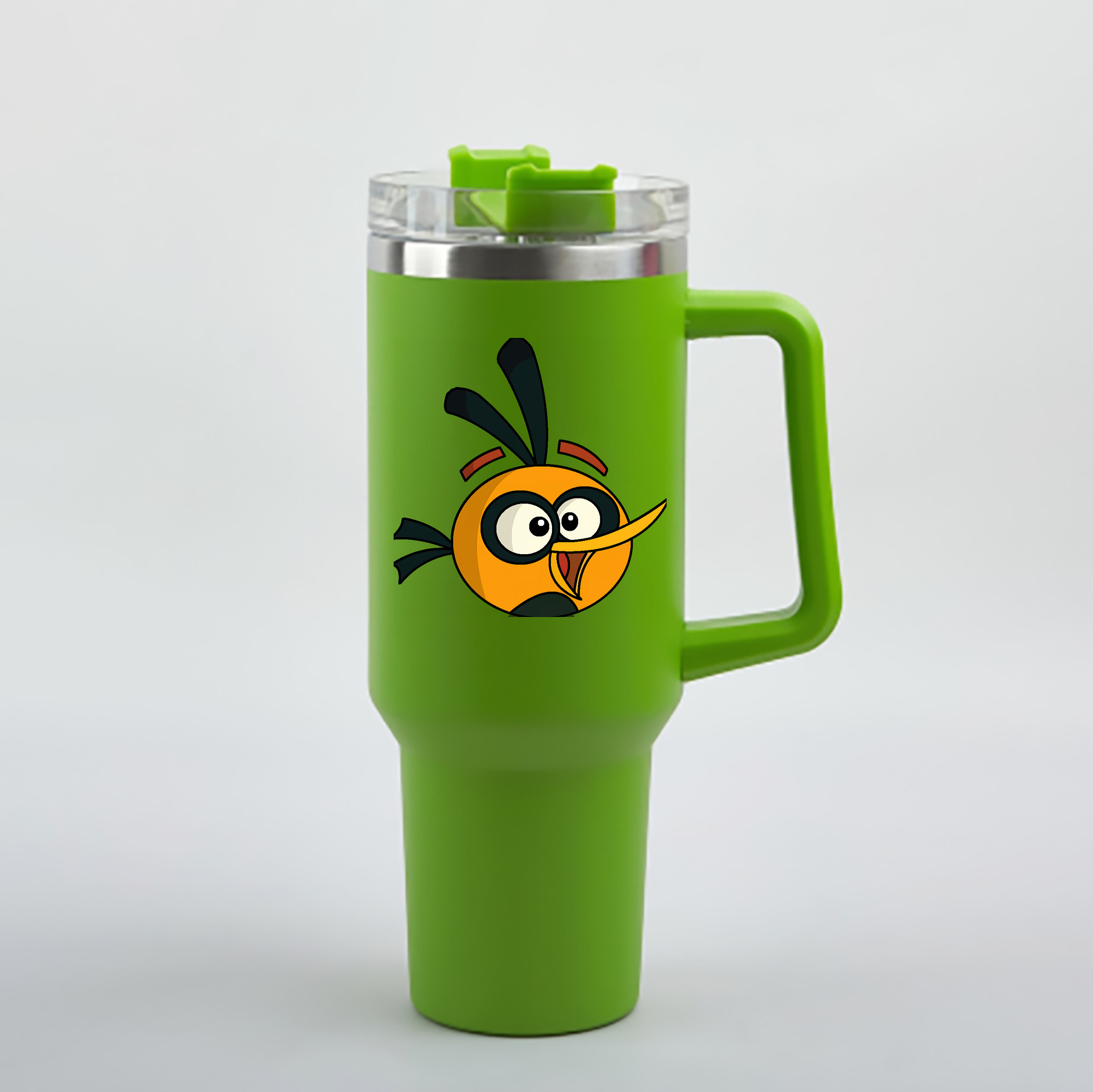 （画像用） Angry Birds アングリーバード 1200mL車用タンブラー - クリスタルステッカー（プラスチックストロー付き）
